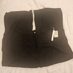 Caslon Wide Leg Pull-On Linen Pants Black Size XXL